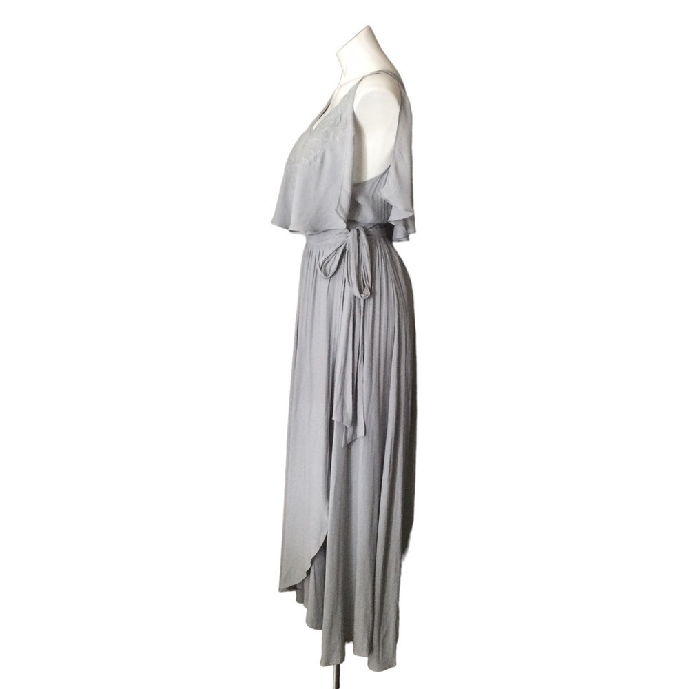 Free People Blue Gray Embroidered Fiona Maxi True Wrap Dress - Picture 5 of 15
